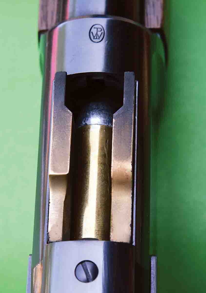 The Model 1873 pattern rifles boast of a carrierthat literally holds the cartridge in perfect alignment with the chamber as the bolt closes to chamber the round. This results in reliable, smooth feeding.